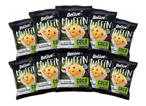 Imagem 1 de 1 de Muffin Belive Coco Com Chocolate 10x40g