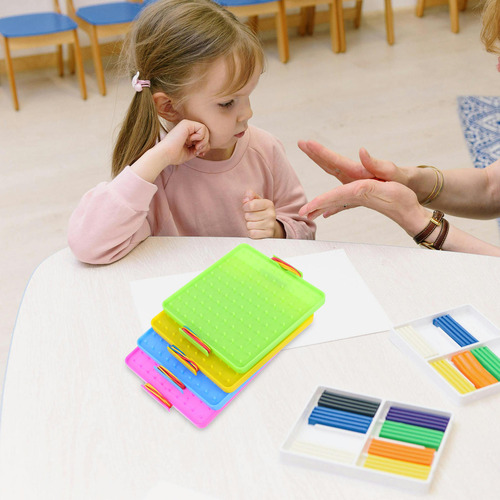 4 Juegos De Geoboard Stem Montessori Con Gomas Elásticas Par