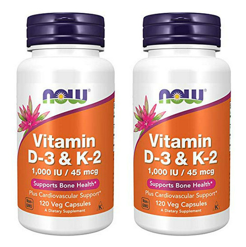 Vitamina D-3 Y K-2 En Cápsulas Vegetales (2 Paquetes)