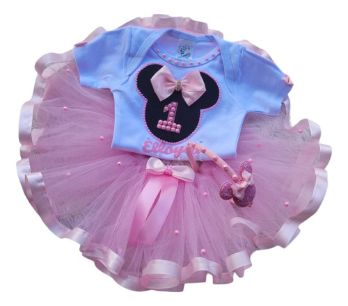 Vestido Da Minie Fantasia Personalizadas Body E Saia Rosa 