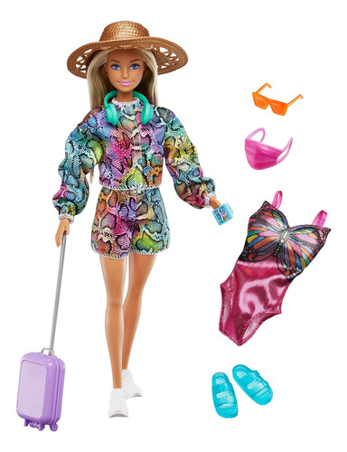 Barbie Muñeca Y Accesorios, Divertida Muñeca De Viaje