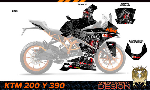 Stickers Ktm Rc200 Y Rc390 Antigua Calca Graficos D Uso Rudo