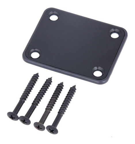 Placa Cuello Para Guitarra Electrica Negra 4 Tornillo