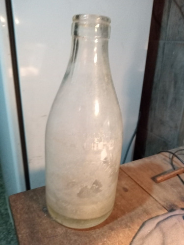 1/2-antigua Botella Leche La Vascongada 1 Litro Transparente