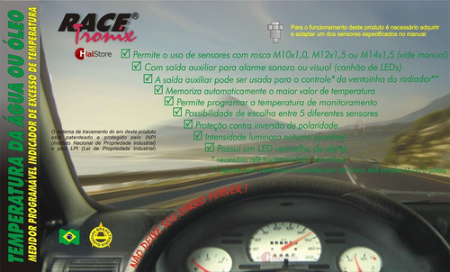 Imagem 2 de 4 de Medidor Temperatura Óleo Digital Racetronix Painel Led Motor