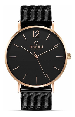 Reloj Hombre Obaku V197gxvbmb Cuarzo Pulso Negro En Acero