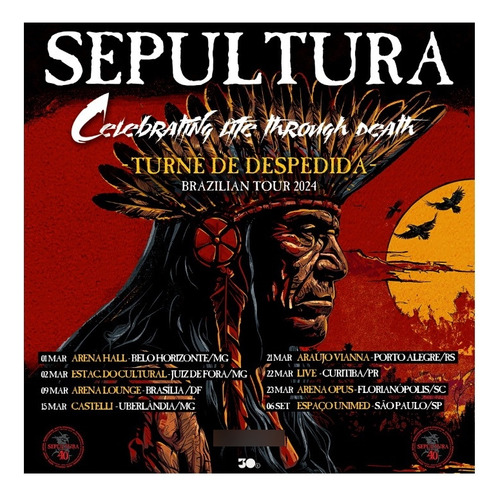 Poster Sepultura 35x35cm Rock Plastificado Show De Despedida