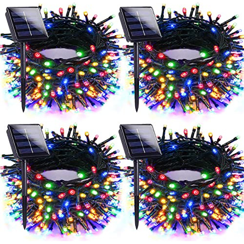 Luces Solares Navidad Para Exterior 100 Luces Led 10m 4 Uni