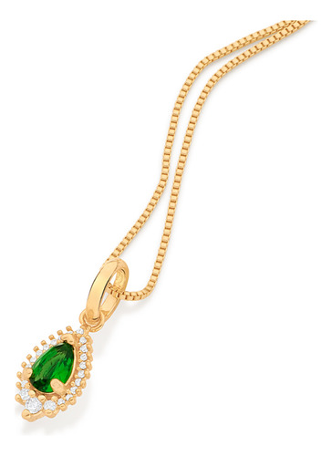Pingente Gota Com Zircô 542672 Rommanel Cor Verde