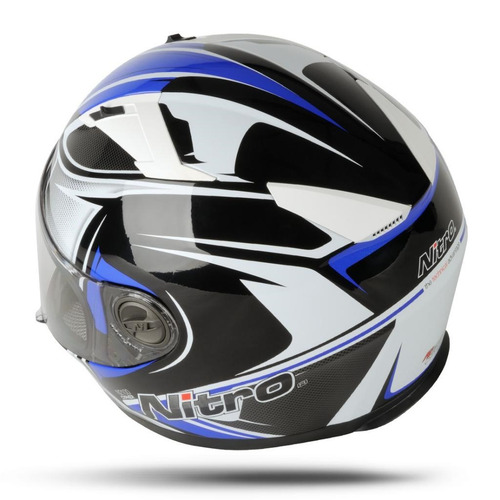 Casco Nitro 2100 Cypher Black Blue Integral 2017 - Fas Motos