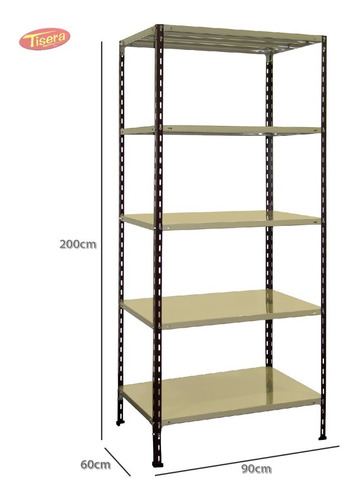 Imagen 3 de 4 de Estanteria Metalica 90x60x200 Tisera Oficina 60 Kg 209060