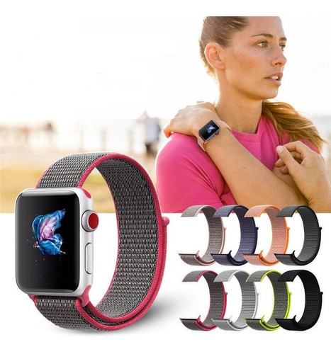 Correa Nylon Con Velcro 18 Colores Para Reloj Apple Watch