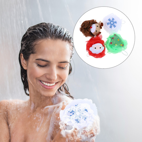 Pelotas De Baño Creativas, Exfoliantes, Estilo Navideño, 4 U