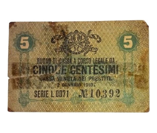 Billete Buono Di Cassa - Venezia Italia M1 - 5 Centesimi 