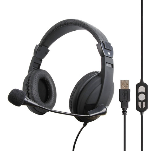 Audífonos Usb Auriculares + Mic  De160u Usb Black