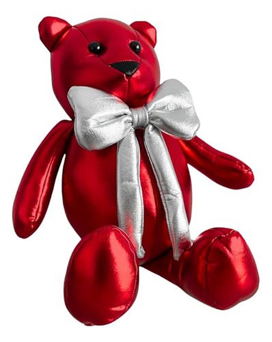 Peluche Oso Rojo Metalico 40 Cm Grande Navideño Navidad F