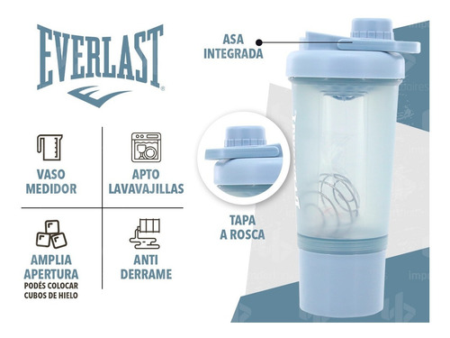 Imagen 2 de 10 de Shaker Everlast Vaso Batidor Proteínas Resorte Anti Grumos