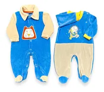 Comprar Kit 2 Macacão Bebê Plush Menino Luxo Bordado Bichos De Frio