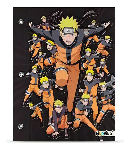 Carpeta Mooving Escolar Cordon Dos Tapas Nº3 Naruto Color Negro