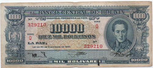 Bolivia 10 000 Bolivianos 1945 