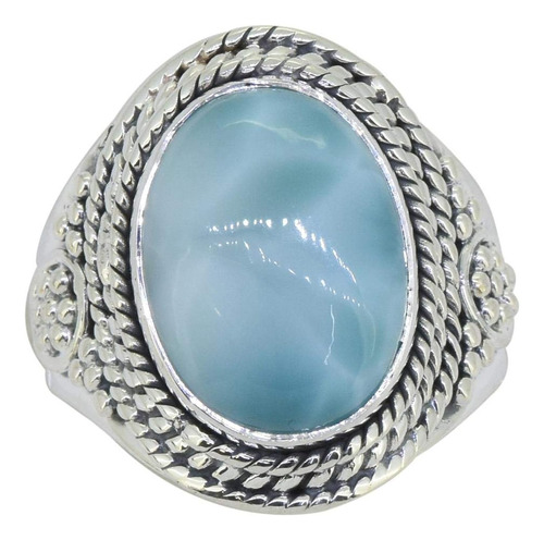 Anillo Grueso Larimar Solitaire De Plata De 925 De 0472 X 06