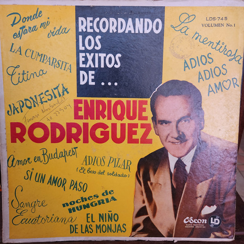 Vinilo Enrique Rodriguez Orq Tip Recordando Los Exitos T1