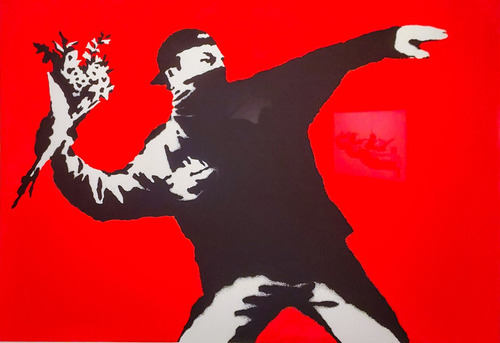 Cuadro Decorativo Moderno Protesta Banksy  / Tela