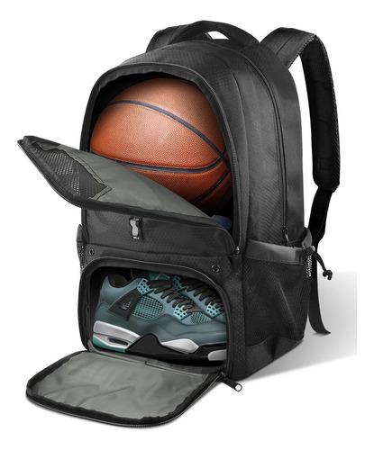 Mochila Para Basquet/voley Large Para Zapatos Y Pelota Negro