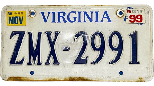 Virginia Original Placa Metálica Carro Eua Usa Americana