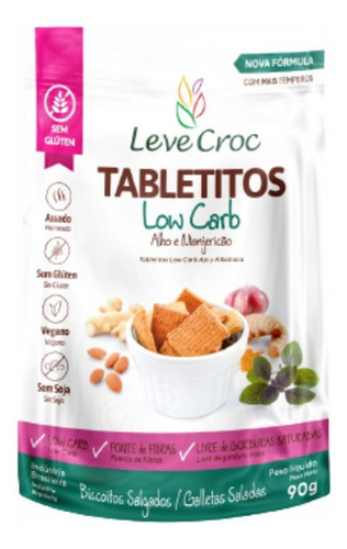 Biscoito Alho/manjericão Low Carb Sem Glúten Leve Crock 90g