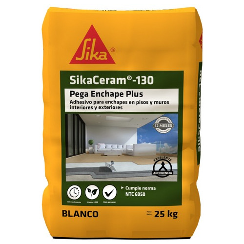 Sikaceram 130 Plus Blanco Pegaenchape Pisos Interior X 25 Kg