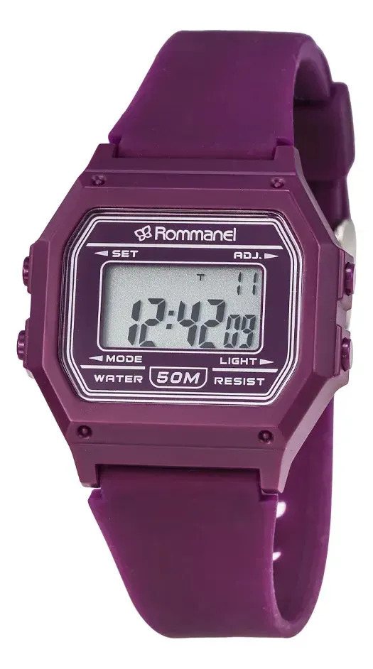 Relógio Rommanel Digital Roxo Colorido Roxo Branco