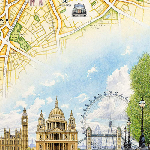 London Map Cardboard Jigsaw Puzzle - 1000 Piezas, Ilustrado
