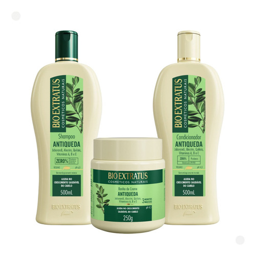 Kit 3 Produtos Jaborandi Antiqueda Cabelo 500ml Bio Extratus