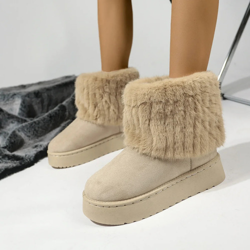 Botas De Nieve De Felpa De Invierno Para Mujer, Calzado Casu