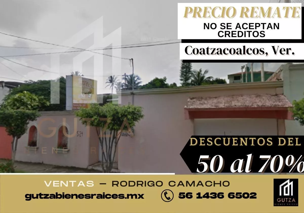 Gran Remate, Casa En Venta, Petrolera, Coatzacoalcos, Veracruz. Rcv