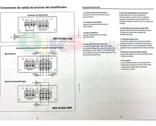 Imagen 7 de 9 de Amplificador Mini 4 Canale 800w Rms Rockseries Rks-r1000.4dm