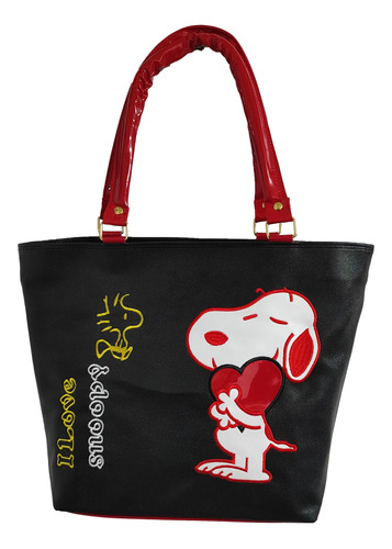 Bonita Bolsa De Mano De Snoopy, Color Negro Iv