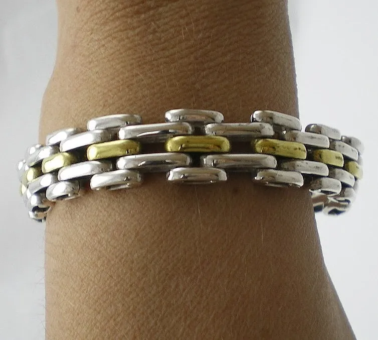Pulsera Panther De Plata Mexico 925 Y Oro 18 Kt