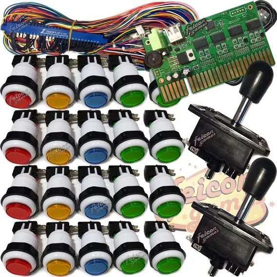 Palanca Arcade 20 Botones 1 Pulsador Usb Jamma 1 Cableado