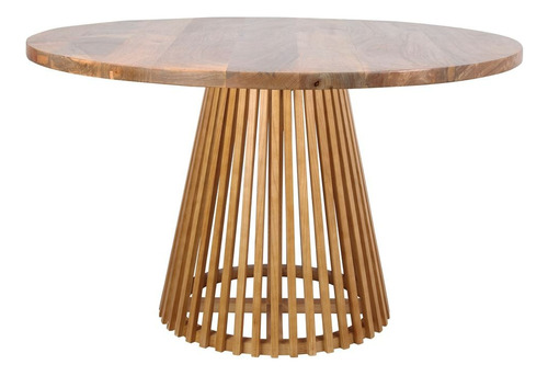 Comedor Circular Madera Sólida 120cm Parota Por Irei