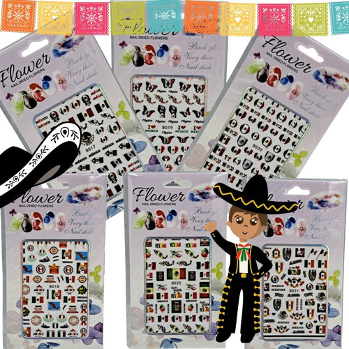 Stiker Uñas Fiestas Patrias 12 Piezas