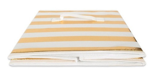 Set 2 Dii Organizadores Cubos 33x33cm Grande Dorado / Blanco