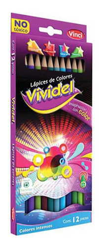 12 Lapices Colores Redondos Vinci Vividel Caja Escolar