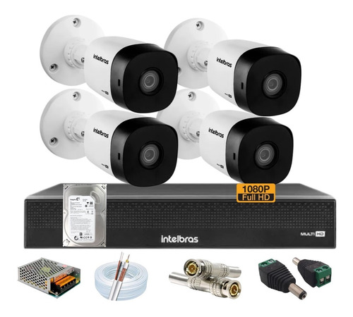 Kit Intelbras 4 Cameras 1220 Dvr 4 Canais 3004c C/hd Incluso