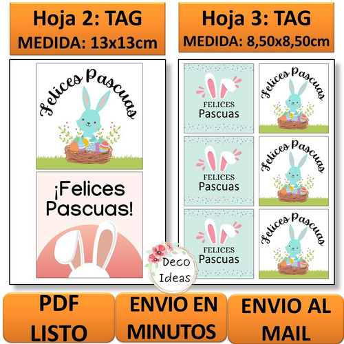 Imagen 3 de 6 de Kit Imprimible 001 Felices Pascuas Etiquetas, Tag Y Stikers