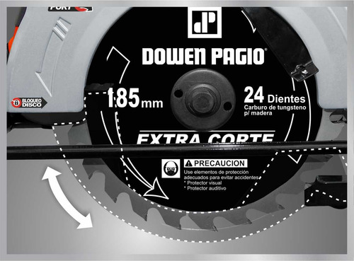 Imagen 2 de 9 de Sierra Circular 185 Mm 1500 W 220 V Dowen Pagio 9993622.1