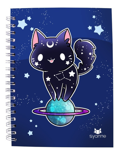 Syanne Libreta Sketchbook Hoja Blanca Gato Cósmico Estelar