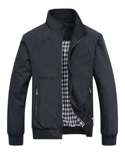 Chamarra Bomber Casual De Color Liso Para Hombre