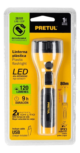 Linterna Recargable Led Alta Intensidad 80 Metros Pretul